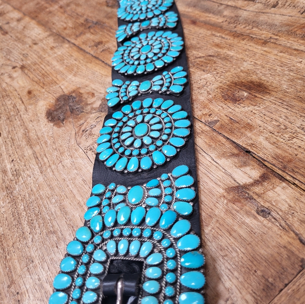 Sterling silver Turquoise concho belt buckle..
